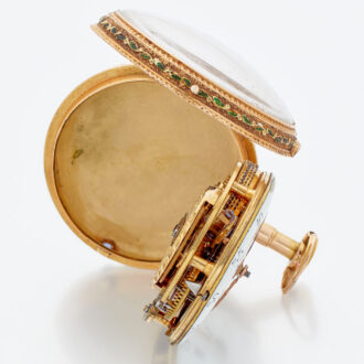 French gold pendant watch with enamel medallion Circa 1780