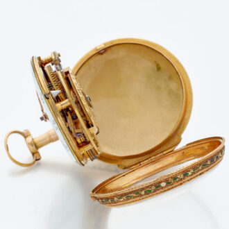 French gold pendant watch with enamel medallion Circa 1780