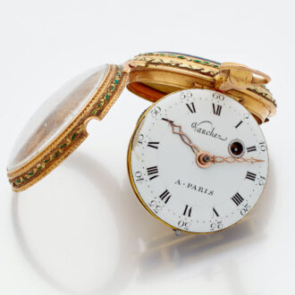 French gold pendant watch with enamel medallion Circa 1780