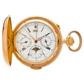 Swiss rose gold hunting cased complicated watch Circa 1890