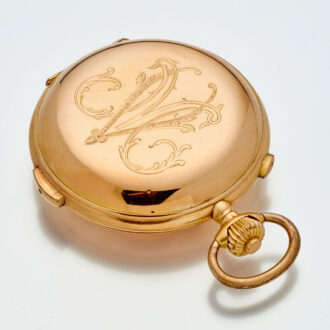 Swiss rose gold hunting cased complicated watch Circa 1890