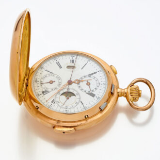 Swiss rose gold hunting cased complicated watch Circa 1890