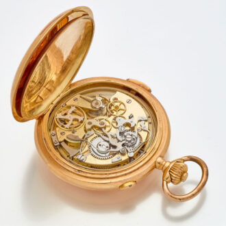 Swiss rose gold hunting cased complicated watch Circa 1890