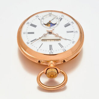 Swiss gold pocket watch with triple date calendar Circa 1905