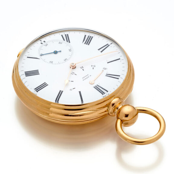Fine French gold chronometer watch with power reserve Circa 1870 Fine French gold chronometer watch with power reserve Circa 1870