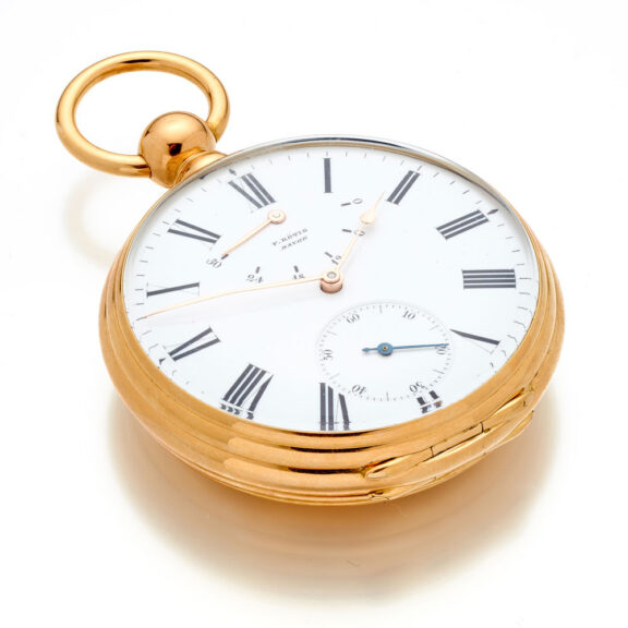 Fine French gold chronometer watch with power reserve Circa 1870 Fine French gold chronometer watch with power reserve Circa 1870