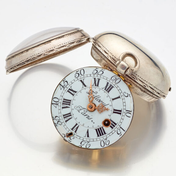 French early silver lady's keywind verge pocket watch Circa 1725 French early silver lady's keywind verge pocket watch Circa 1725