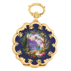 Fine 18 Carat gold and painted on enamel lady’s pendant watch Circa 1860