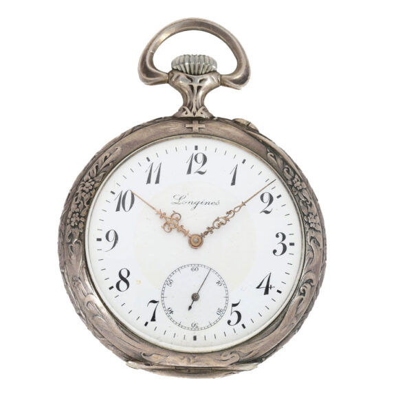 German silver 'Art Nouveau' watch with relief case Circa 1910 German silver 'Art Nouveau' watch with relief case Circa 1910