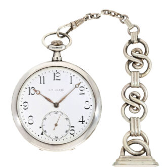 Swiss silver open faced watch with chatelaine Circa 1913