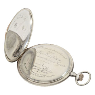 Swiss silver open faced watch with chatelaine Circa 1913
