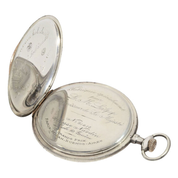 Swiss silver open faced watch with chatelaine Circa 1913 Swiss silver open faced watch with chatelaine Circa 1913