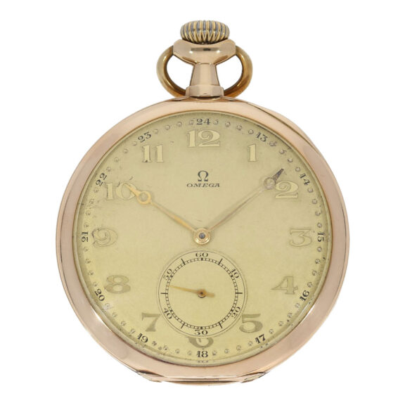 Decorative Swiss gold Omega Lepine watch Circa 1915