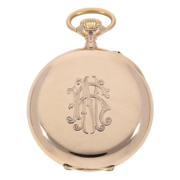 Swiss gold lever watch with engraved monogram Circa 1912 Swiss gold lever watch with engraved monogram Circa 1912
