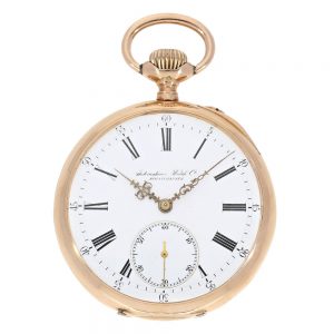 Swiss gold open faced lepine pocket watch Circa 1898