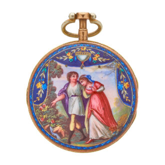 French copper-gilt and enamel verge pocket watch  Circa 1800
