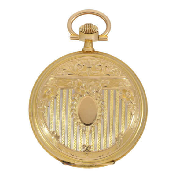 Swiss gold "Art Nouveau" lever pocket watch Circa 1915 Swiss gold "Art Nouveau" lever pocket watch Circa 1915
