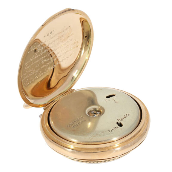 Swiss 14k gold travel pocket watch with alarm Circa 1920 Swiss 14k gold travel pocket watch with alarm Circa 1920
