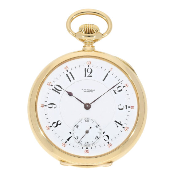 Swiss 18 carat gold open faced pocket watch Circa 1915