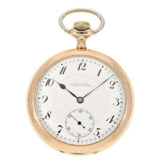 Swiss gold open faced watch with monogram Circa 1909