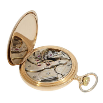 Swiss gold open faced watch with monogram Circa 1909
