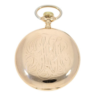 Swiss gold open faced watch with monogram Circa 1909