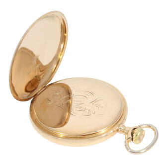 Swiss gold open faced watch with monogram Circa 1909