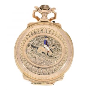 Unique German gold/enamel lever pocket watch Circa 1900