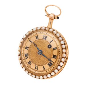 French 18 carat gold pearl set pendant watch Circa 1820