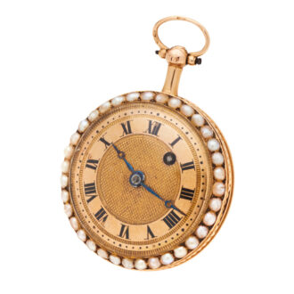 French 18 carat gold pearl set pendant watch Circa 1820