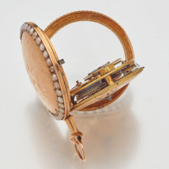 French 18 carat gold pearl set pendant watch Circa 1820