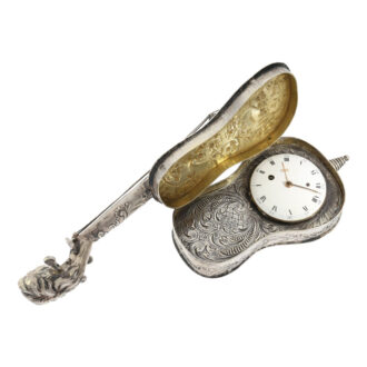 Large and rare Austrian silver repoussé form watch Circa 1800
