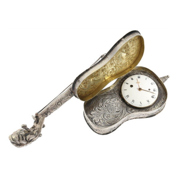 Large and rare Austrian silver repoussé form watch Circa 1800 Large and rare Austrian silver repoussé form watch Circa 1800