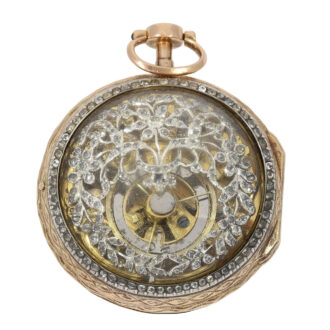 French 18k gold rare skeletonized verge watch Circa 1770