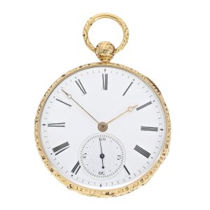 English 18k gold Lepine open faced pocket watch Circa 1850