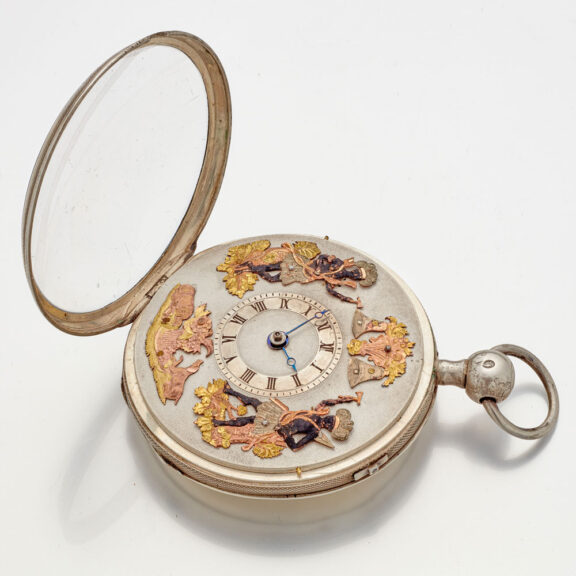 Rare French silver repeating watch with Jaquemarts Circa 1820 Rare French silver repeating watch with Jaquemarts Circa 1820