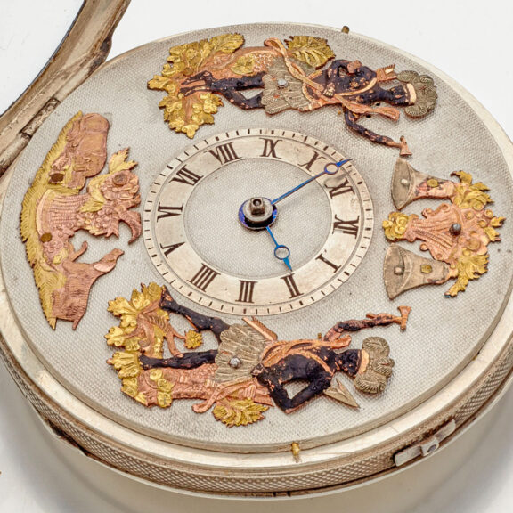 Rare French silver repeating watch with Jaquemarts Circa 1820 Rare French silver repeating watch with Jaquemarts Circa 1820