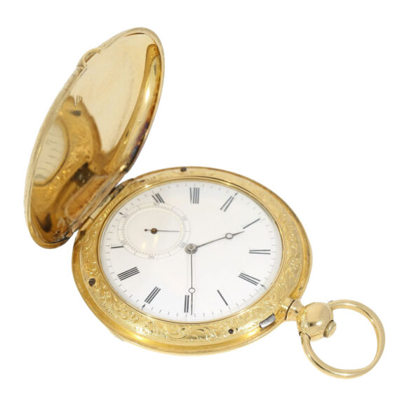 Swiss gold watch with convertible cabriolet case Circa 1850