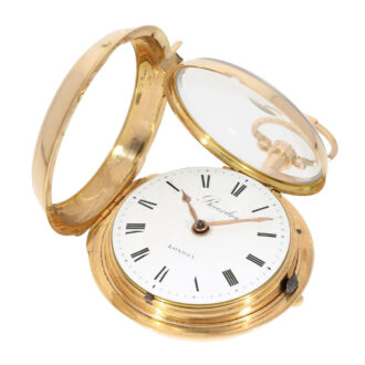 Heavy English gold double cased verge watch Circa 1778