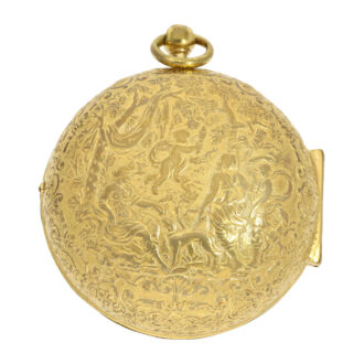 French gilt Oignon watch with "mythological scene" Circa 1720 French gilt Oignon watch with "mythological scene" Circa 1720