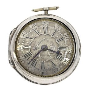 Dutch silver pair cased watch with mock pendulum Circa 1740