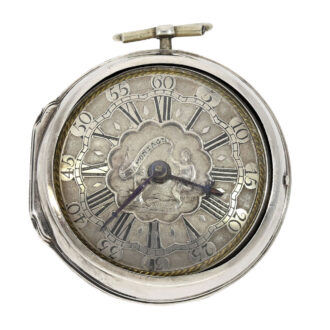 Dutch silver pair cased watch with mock pendulum Circa 1740