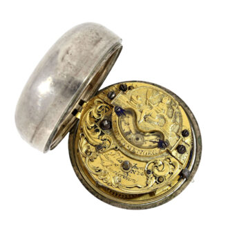 Dutch silver pair cased watch with mock pendulum Circa 1740