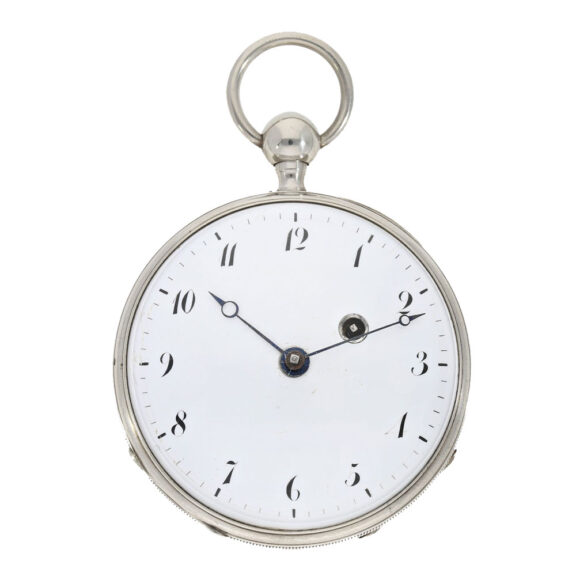French silver verge watch with concealed erotic scene Circa 1820