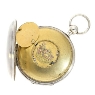 French silver verge watch with concealed erotic scene Circa 1820