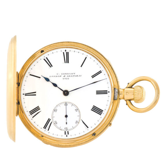 English gold half-hunting cased keyless pocket watch Circa 1865