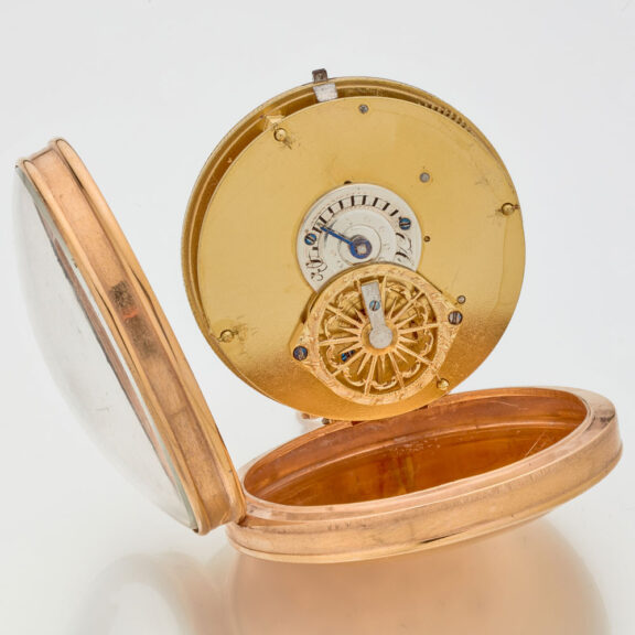Swiss gilt watch with regulator dial and calendar Circa 1800 Swiss gilt watch with regulator dial and calendar Circa 1800