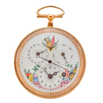 Swiss gilt watch with regulator dial and calendar Circa 1800