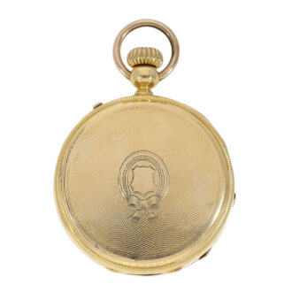 Swiss gold lever with decorative Champlevé dial Circa 1860
