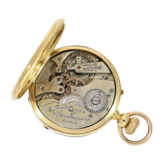 Swiss gold lever with decorative Champlevé dial Circa 1860 Swiss gold lever with decorative Champlevé dial Circa 1860